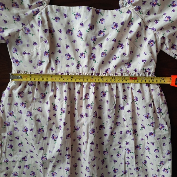NWT Floral puff sleeves square neck dress XS - Picture 6 of 9
